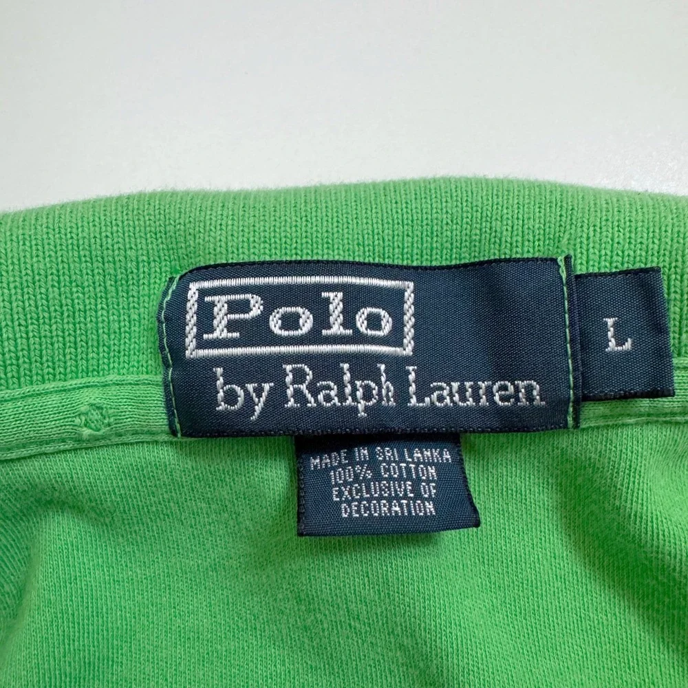 Polo Ralph Lauren Polo Shirt Large Green Classic Fit Short Sleeve Yellow Pony